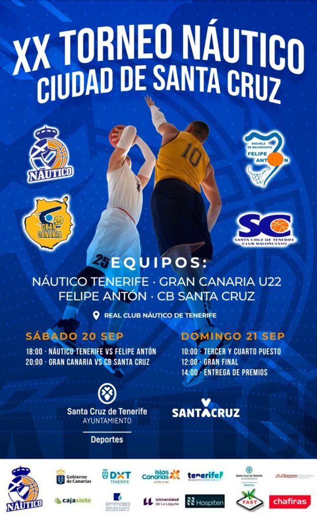 XX Torneo Náutico Ciudad de Santa Cruz con equipos y horarios del evento de baloncesto.