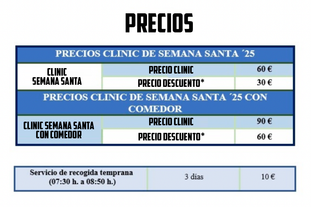 Precios del Clínic de Semana Santa
